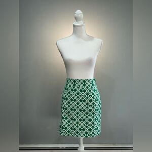 Green & White Banana Republic Factory Patterned Skirt Size 10 NWT